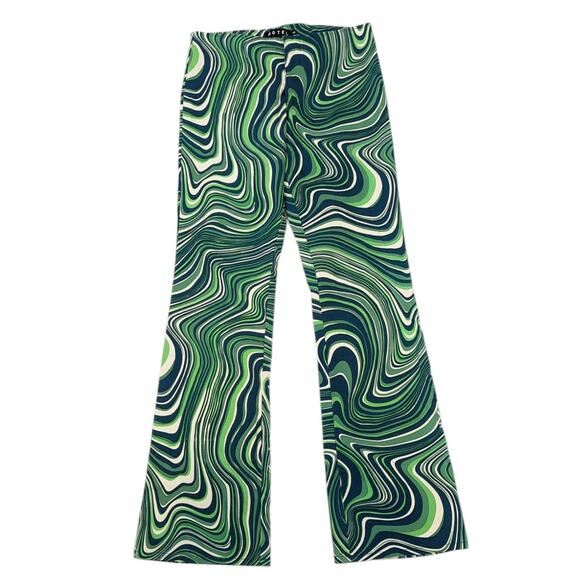 Motel Rocks Coban Trouser Ripple Retro Bootcut Low Rise Low Waist Pants Green XS - Picture 5 of 12